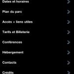 les sections de l'application iphone du mondial de l'auto