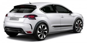 vue 3/4 arrière de la citroen ds4-r