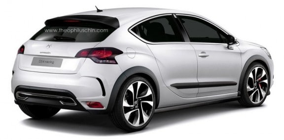 vue 3/4 arrière de la citroen ds4-r