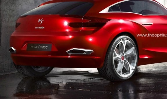 vue 3/4 arrière de la citroen ds gt