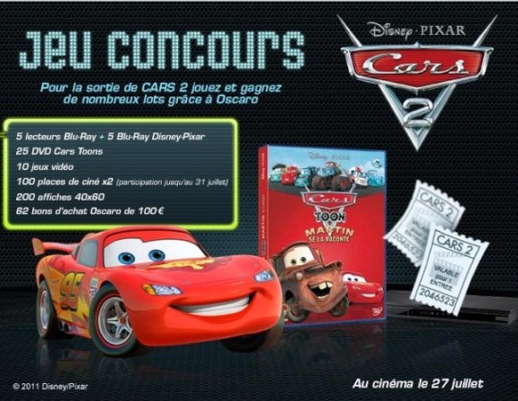oscaro.com et disney organise un concours avec de nombreux lots à gagner