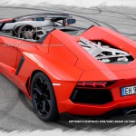 la lambo aventador decouvrable en vue 3/4 arrière