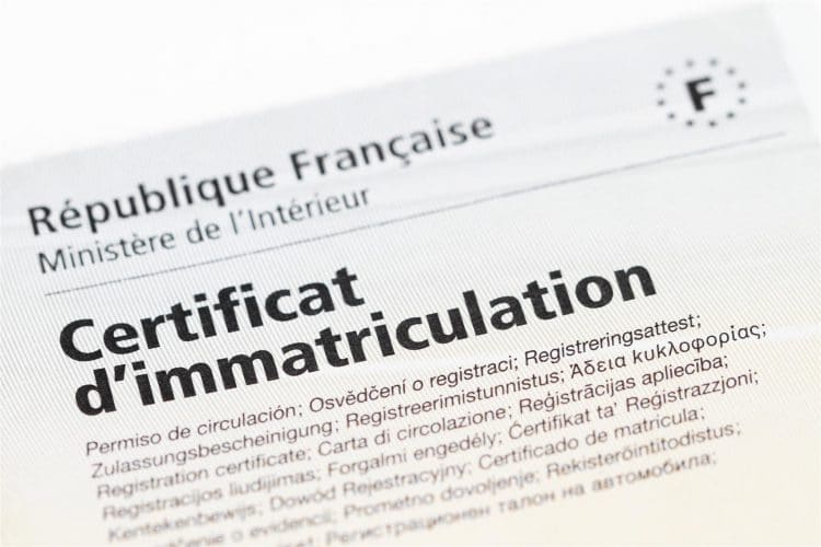 Certificat d'immatriculation