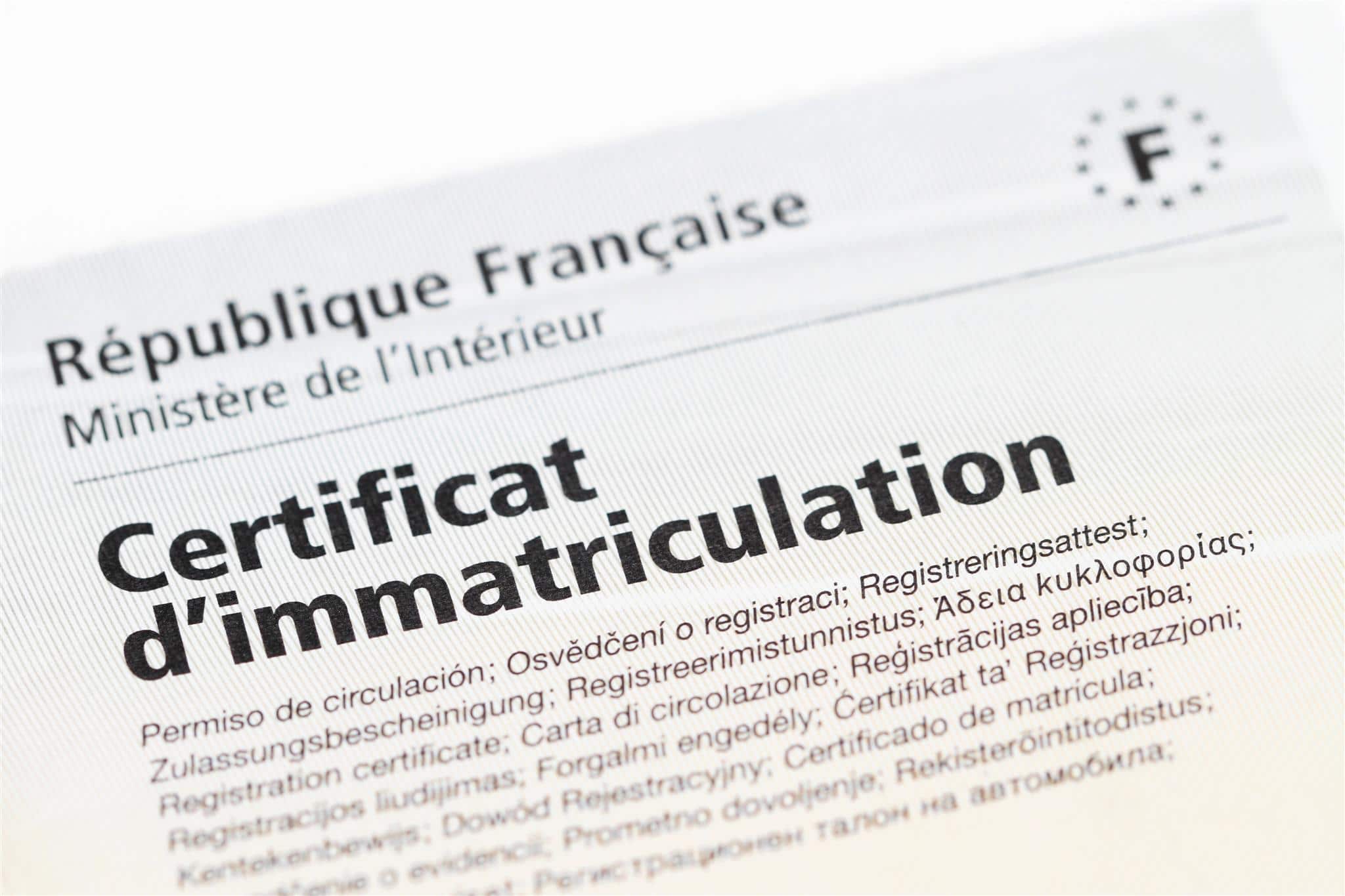 Certificat d'immatriculation