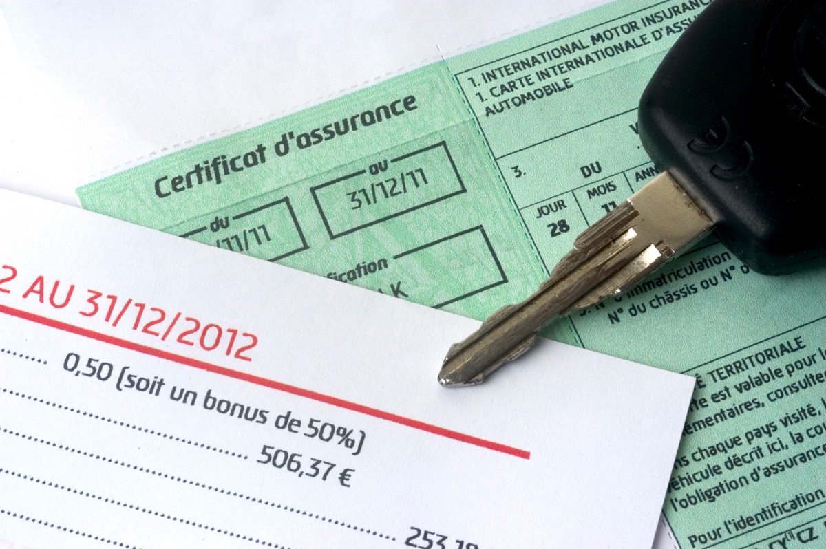 Des documents d'une assurance auto