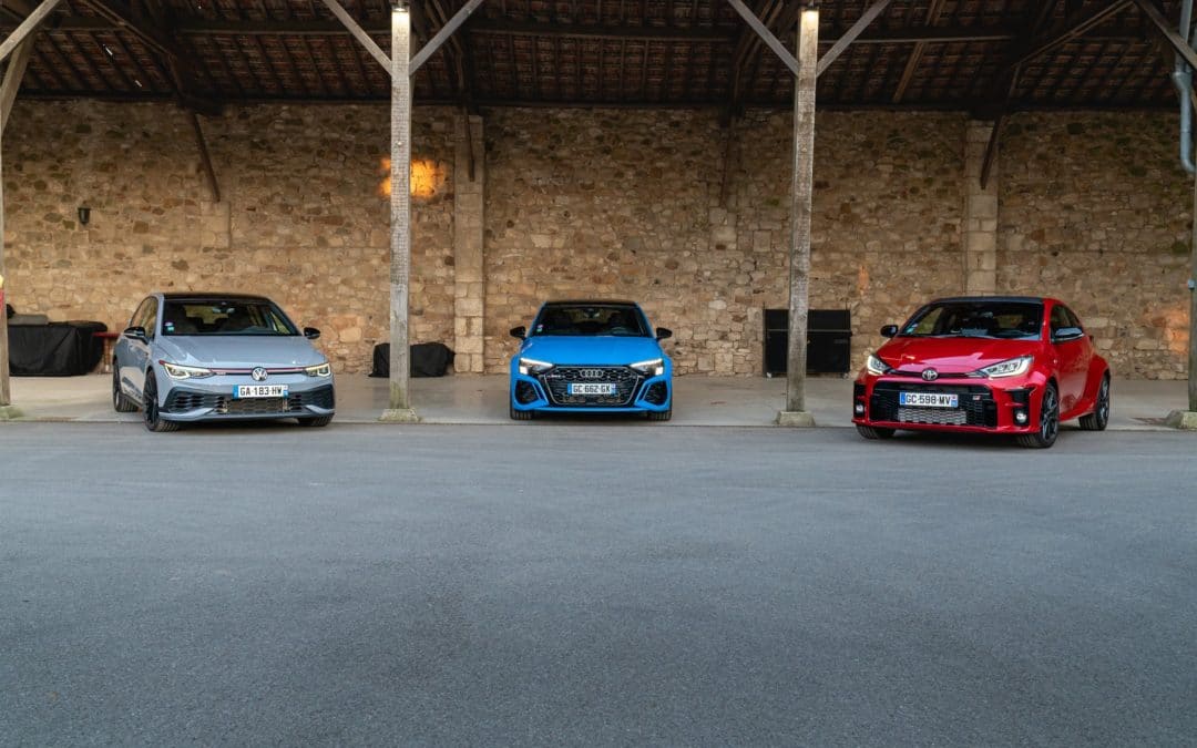 Essai comparatif Toyota GR Yaris, VW Golf GTI Clubsport et Audi RS 3 : les petites sportives au meilleur de leur forme !